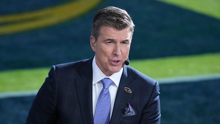Jan 1, 2024; Pasadena, CA, USA; Rece Davis on the ESPN College Gameday set at the 2024 Rose Bowl college football playoff semifinal game at Rose Bowl. Mandatory Credit: Kirby Lee-USA TODAY Sports
