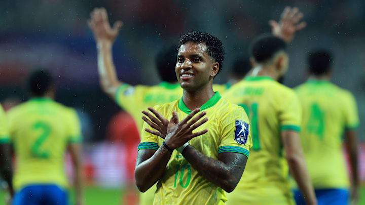 Rodrygo marcou dois gols nesta sexta-feira Rodrygo marcou dois gols nesta sexta-feira