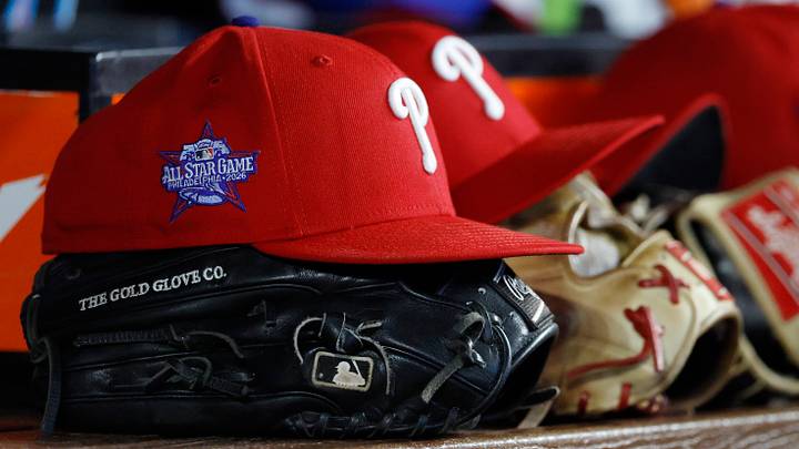 May 2, 2026; Miami, Florida, USA; Philadelphia Phillies starting hats and gloves sit on the bench against the Miami Marlins during the fifth inning at loanDepot Park. Mandatory Credit: Rhona Wise-Imagn Images May 2, 2026; Miami, Florida, USA; Philadelphia Phillies starting hats and gloves sit on the bench against the Miami Marlins during the fifth inning at loanDepot Park. Mandatory Credit: Rhona Wise-Imagn Images