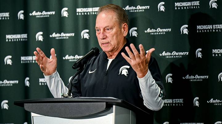 Michigan State men’s basketball coach Tom Izzo speaks during media day on Thursday, Oct. 15, 2026, at the Breslin Center in East Lansing. Michigan State men’s basketball coach Tom Izzo speaks during media day on Thursday, Oct. 15, 2026, at the Breslin Center in East Lansing.