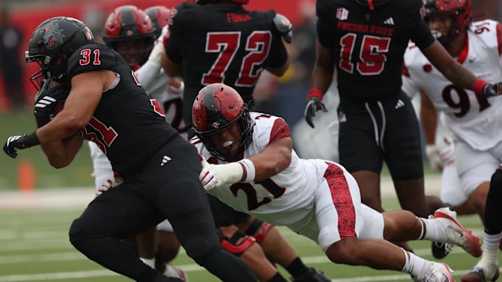 San Diego State Aztecs linebacker Tano Letuli (21). San Diego State Aztecs linebacker Tano Letuli (21).