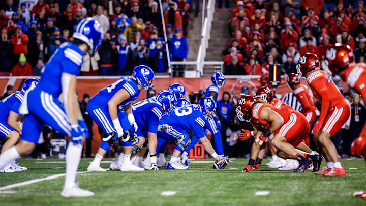 BYU offensive line against Utah BYU offensive line against Utah