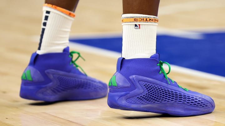 Anthony Edwards wears the adidas AE 1.