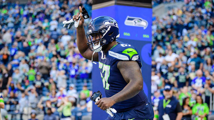 Seattle Seahawks run onto the field