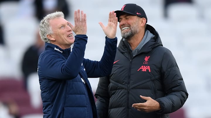 Jurgen Klopp shares a laugh with David Moyes ahead of Liverpool's most recent trip to West Ham Jurgen Klopp shares a laugh with David Moyes ahead of Liverpool's most recent trip to West Ham