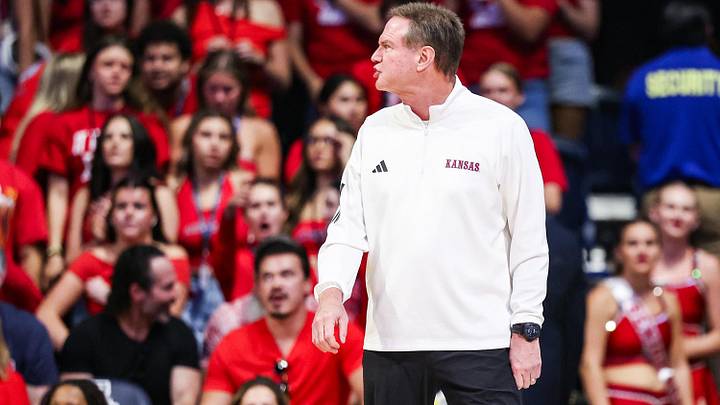 Feb 28, 2026; Tucson, Arizona, USA; Kansas Jayhawks head coach Bill Self yells towards the referee during the first half of the game against the Arizona Wildcats at McKale Memorial Center. Mandatory Credit: Aryanna Frank-Imagn Images Feb 28, 2026; Tucson, Arizona, USA; Kansas Jayhawks head coach Bill Self yells towards the referee during the first half of the game against the Arizona Wildcats at McKale Memorial Center. Mandatory Credit: Aryanna Frank-Imagn Images