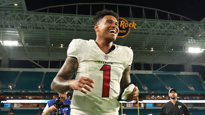 Aug 28, 2026; Miami Gardens, Florida, USA; Atlanta Falcons quarterback Tua Tagovailoa (1) reacts as he exits the field after the game against the Miami Dolphins at Hard Rock Stadium. Mandatory Credit: Sam Navarro-Imagn Images Aug 28, 2026; Miami Gardens, Florida, USA; Atlanta Falcons quarterback Tua Tagovailoa (1) reacts as he exits the field after the game against the Miami Dolphins at Hard Rock Stadium. Mandatory Credit: Sam Navarro-Imagn Images