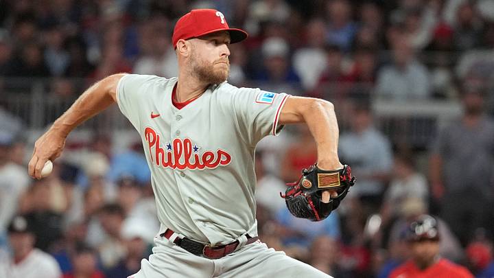 Oct 1, 2026; Cumberland, Georgia, USA; Philadelphia Phillies pitcher Zack Wheeler (45) throws a pitch against the Atlanta Braves during the third inning in game three of the Wildcard round for the 2026 MLB Playoffs at Truist Field. Mandatory Credit: Dale Zanine-Imagn Images Oct 1, 2026; Cumberland, Georgia, USA; Philadelphia Phillies pitcher Zack Wheeler (45) throws a pitch against the Atlanta Braves during the third inning in game three of the Wildcard round for the 2026 MLB Playoffs at Truist Field. Mandatory Credit: Dale Zanine-Imagn Images