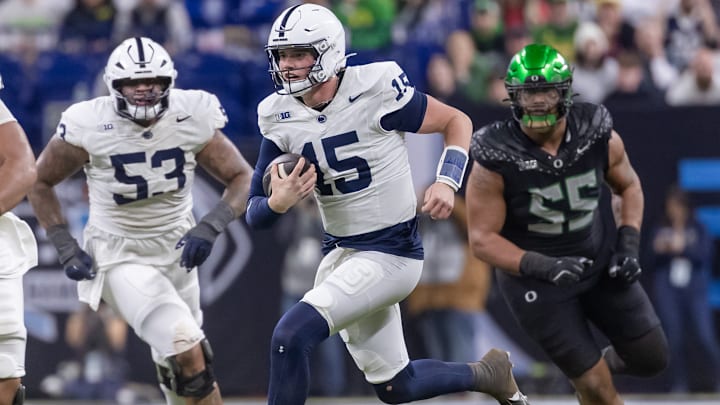 Penn State football quarterback Drew Allar in the 2024 Big Ten Football Championship against Oregon