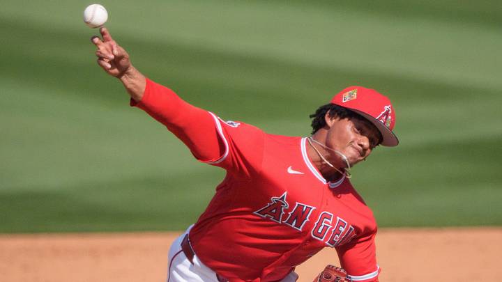 Feb 24, 2026; Tempe, Arizona, USA; Los Angeles Angels pitcher Joel Hurtado (72) pitches in the sixth inning against the San Francisco Giants during a spring training game at Tempe Diablo Stadium. Mandatory Credit: Allan Henry-Imagn Images Feb 24, 2026; Tempe, Arizona, USA; Los Angeles Angels pitcher Joel Hurtado (72) pitches in the sixth inning against the San Francisco Giants during a spring training game at Tempe Diablo Stadium. Mandatory Credit: Allan Henry-Imagn Images