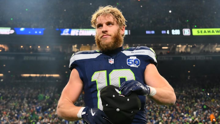 Seattle Seahawks wide receiver Cooper Kupp (10) leaves the field after defeating the Los Angeles Rams in the 2026 NFC Championship Game at Lumen Field. 