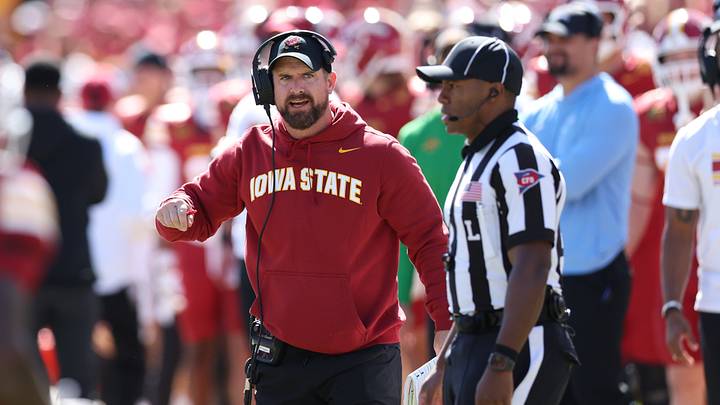 Oct 3, 2026; Ames, Iowa, USA; Iowa State Cyclones head coach Jimmy Rogers watches his team play the West Virginia Mountaineers during the second half at Jack Trice Stadium. Mandatory Credit: Reese Strickland-Imagn Images Oct 3, 2026; Ames, Iowa, USA; Iowa State Cyclones head coach Jimmy Rogers watches his team play the West Virginia Mountaineers during the second half at Jack Trice Stadium. Mandatory Credit: Reese Strickland-Imagn Images