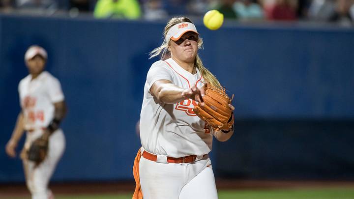 Oklahoma State Cowgirls pitcher Lexi Kilfoyl. Oklahoma State Cowgirls pitcher Lexi Kilfoyl.