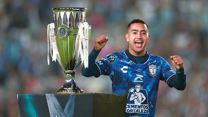 Pachuca midfielder Erick Sánchez exults during the trophy presentation ceremony after the Tuzos won the Concacaf Champions Cup on June 1.