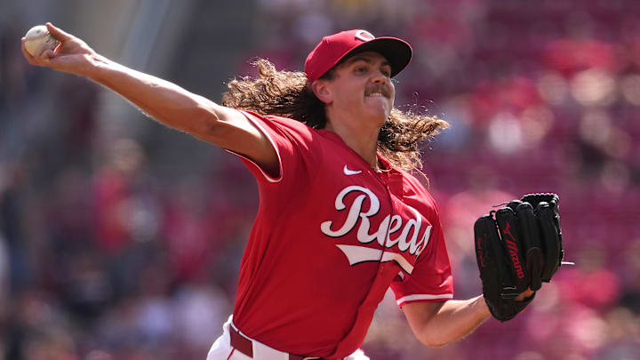 Cincinnati Reds starting pitcher Rhett Lowder. Cincinnati Reds starting pitcher Rhett Lowder.
