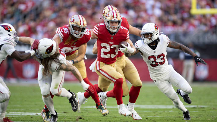 San Francisco 49ers running back Christian McCaffrey (23)