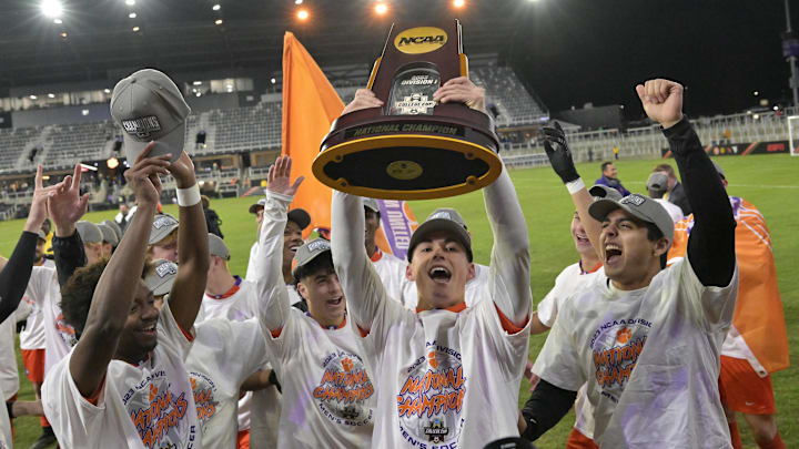 Dec 11, 2023; Louisville, KY, USA; The Clemson Tigers celebrate with the trophy