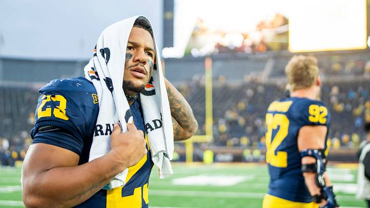Michigan Wolverines running back Jordan Marshall (23) leaves the field after defeating UTEP 52-17 at Michigan Stadium in Ann Arbor on Saturday, Sept. 19, 2026. Michigan Wolverines running back Jordan Marshall (23) leaves the field after defeating UTEP 52-17 at Michigan Stadium in Ann Arbor on Saturday, Sept. 19, 2026.