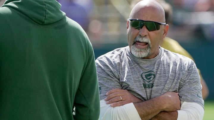 Green Bay Packers assistant head coach/special teams coordinator Rich Bisaccia is shown during a joint practice with the Seattle Seahawks Thursday, August 21, 2025 in Green Bay, Wisconsin.