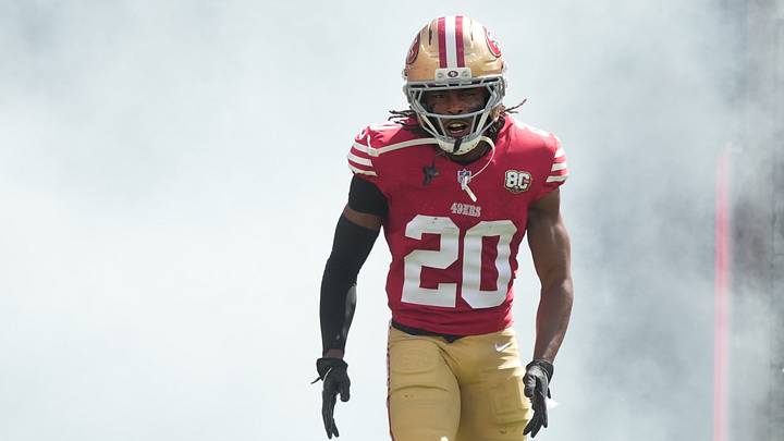 Oct 4, 2026; Santa Clara, California, USA; San Francisco 49ers cornerback Upton Stout (20) is introduced before the game against the Denver Broncos at Levi's Stadium. Mandatory Credit: Darren Yamashita-Imagn Images Oct 4, 2026; Santa Clara, California, USA; San Francisco 49ers cornerback Upton Stout (20) is introduced before the game against the Denver Broncos at Levi's Stadium. Mandatory Credit: Darren Yamashita-Imagn Images