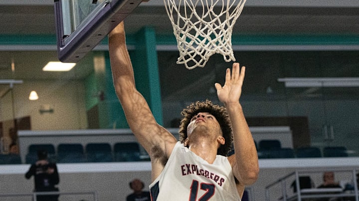 Cameron Boozer of Christopher Clumbus High School scores during a game Great Crossing during the City of Palms Classic at Suncoast Arena on Thursday, Dec. 19, 2024.