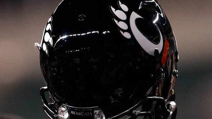 Nov 13, 2014; Cincinnati, OH, USA; A general view of a Cincinnati Bearcats helmet at Nippert Stadium. The Bearcats won 52-37. Mandatory Credit: Aaron Doster-USA TODAY Sports Nov 13, 2014; Cincinnati, OH, USA; A general view of a Cincinnati Bearcats helmet at Nippert Stadium. The Bearcats won 52-37. Mandatory Credit: Aaron Doster-USA TODAY Sports