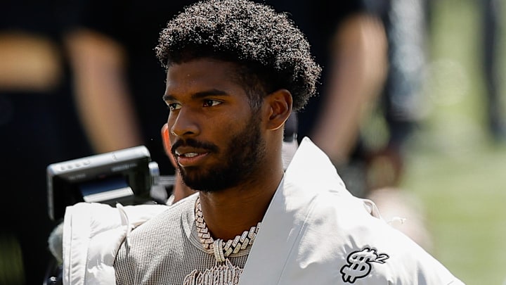 Colorado Buffaloes former player Shedeur Sanders before the spring game at Folsom Field.