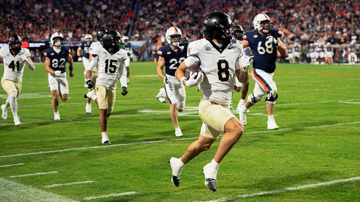 Wake Forest Wide Receiver and Punt Returner Carlos Hernandez returns a punt for a touchdown against the Virginia Cavaliers in the 2025 season. Hernandez is one of only a few offensive skill-position players returning for the 2026 season. Wake Forest Wide Receiver and Punt Returner Carlos Hernandez returns a punt for a touchdown against the Virginia Cavaliers in the 2025 season. Hernandez is one of only a few offensive skill-position players returning for the 2026 season.