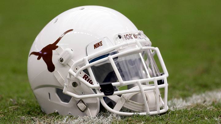 Sept 4, 2010; Houston, TX, USA; Texas Longhorns helmet on the field before a game against the Rice Owls at Reliant Stadium. Mandatory Credit: Brett Davis-USA TODAY Sports Sept 4, 2010; Houston, TX, USA; Texas Longhorns helmet on the field before a game against the Rice Owls at Reliant Stadium. Mandatory Credit: Brett Davis-USA TODAY Sports