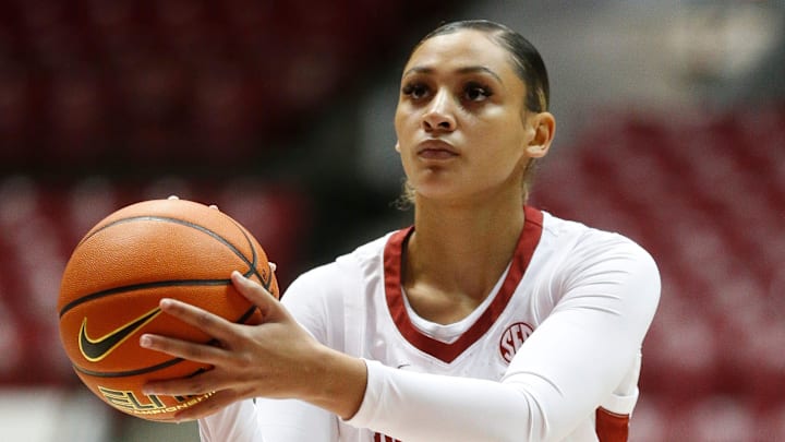 Alabama guard Myra Gordon prepares to take a free throw against UAH.