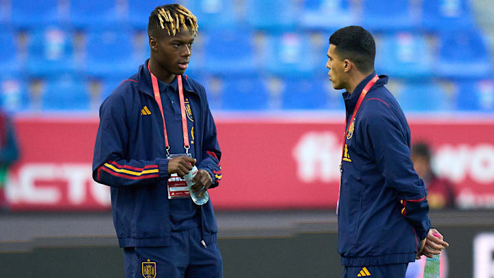 Nico Williams with Pedro Porro on Spain duty 