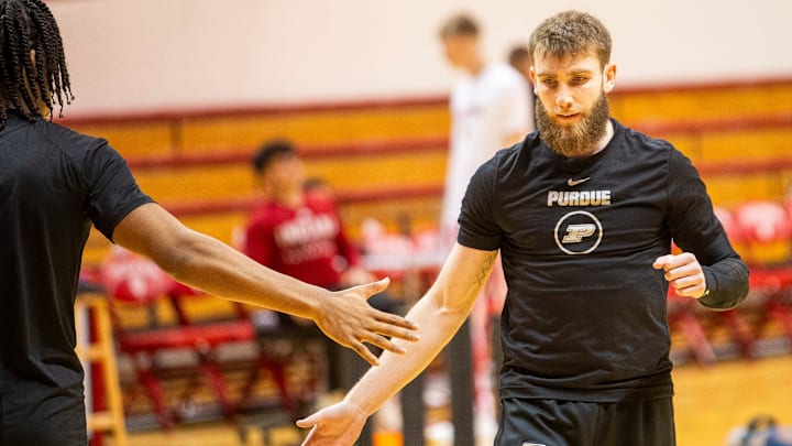 Purdue's Braden Smith (3) during pregame warm-ups before the start of the Indiana versus Purdue men's basketball game