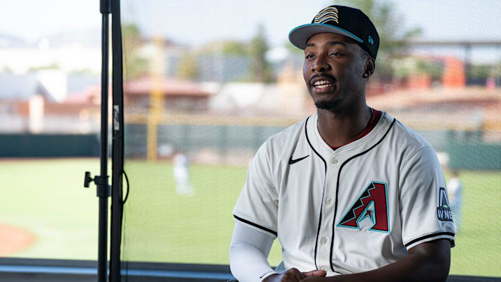 Gino Groover gives an interview during the Arizona Fall League media day at Scottsdale Stadium on Oct. 4, 2024, in Scottsdale, Arizona. Gino Groover gives an interview during the Arizona Fall League media day at Scottsdale Stadium on Oct. 4, 2024, in Scottsdale, Arizona.