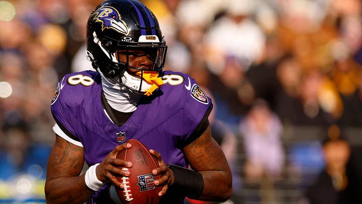 Dec 7, 2025; Baltimore, Maryland, USA; Baltimore Ravens quarterback Lamar Jackson (8) looks to pass the ball against the Pittsburgh Steelers during the first half at M&T Bank Stadium. Mandatory Credit: Peter Casey-Imagn Images Dec 7, 2025; Baltimore, Maryland, USA; Baltimore Ravens quarterback Lamar Jackson (8) looks to pass the ball against the Pittsburgh Steelers during the first half at M&T Bank Stadium. Mandatory Credit: Peter Casey-Imagn Images