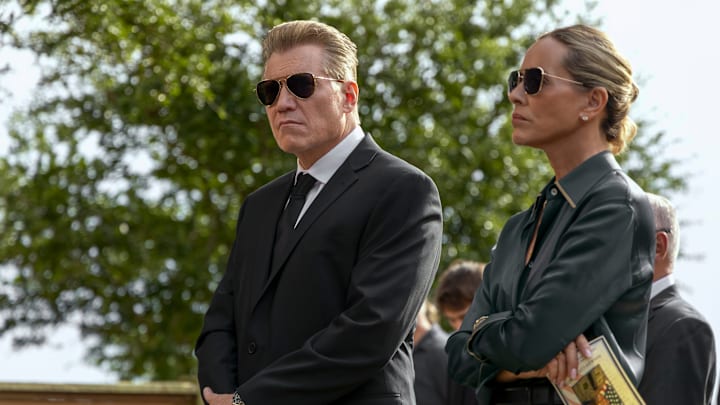 The Waterfront. (L to R) Holt McCallany as Harlan Buckley, Maria Bello as Belle Buckley in episode 104 of The Waterfront
