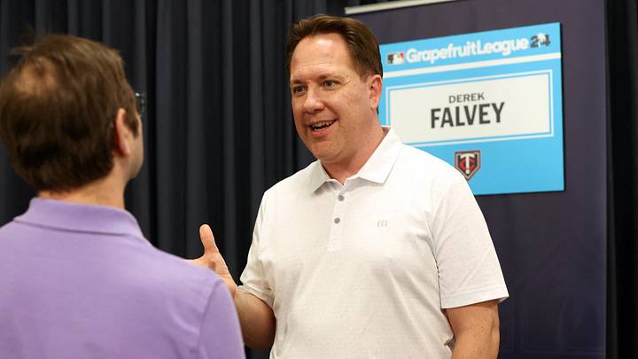 Former Minnesota Twins president of baseball operations Derek Falvey. Credit: Kim Klement Neitzel-USA TODAY Sports Former Minnesota Twins president of baseball operations Derek Falvey. Credit: Kim Klement Neitzel-USA TODAY Sports