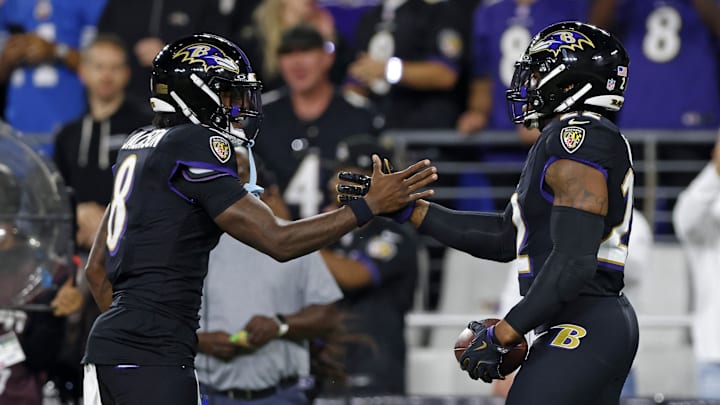 The Ravens have plus-money odds to make the playoffs, and Lamar Jackson (left) and Derrick Henry (right) should lead a strong Ravens turnaround. 