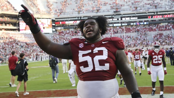 Alabama Crimson Tide offensive lineman Tyler Booker had some jokes for Nick Saban after the ex-coach's SEC prediction.