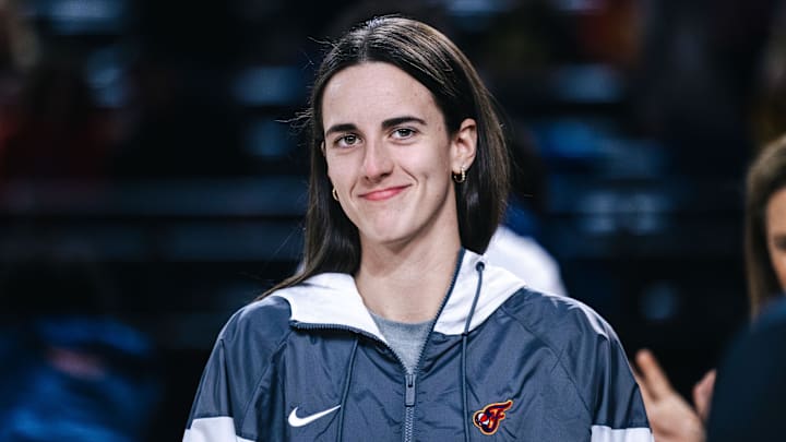May 28, 2025; Washington, District of Columbia, USA; Indiana Fever guard Caitlin Clark before the game against the Washington Mystics at Entertainment & Sports Arena. Mandatory Credit: Emily Faith Morgan-Imagn Images