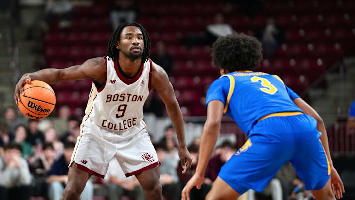 Boston College men's basketball guard Chase Forte with the ball vs. Pitt. Photo Credit: John Sexton / Boston College Eagles On SI Boston College men's basketball guard Chase Forte with the ball vs. Pitt. Photo Credit: John Sexton / Boston College Eagles On SI