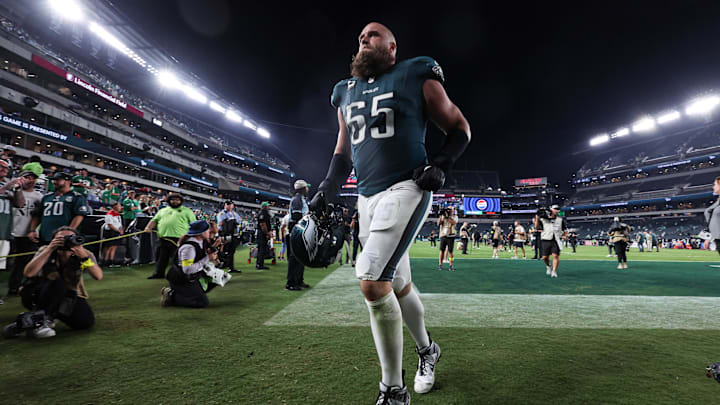 Sep 4, 2025; Philadelphia, Pennsylvania, USA; Philadelphia Eagles offensive tackle Lane Johnson (65) after a victory against the Dallas Cowboys at Lincoln Financial Field. Mandatory Credit: Bill Streicher-Imagn Images Sep 4, 2025; Philadelphia, Pennsylvania, USA; Philadelphia Eagles offensive tackle Lane Johnson (65) after a victory against the Dallas Cowboys at Lincoln Financial Field. Mandatory Credit: Bill Streicher-Imagn Images