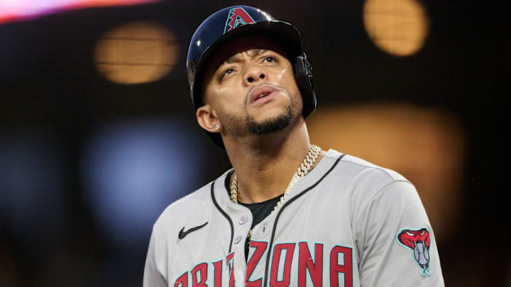Sep 9, 2025; San Francisco, California, USA; Arizona Diamondbacks infielder Ketel Marte (4) looks on before batting against the San Francisco Giants in the third inning at Oracle Park. Mandatory Credit: Robert Edwards-Imagn Images Sep 9, 2025; San Francisco, California, USA; Arizona Diamondbacks infielder Ketel Marte (4) looks on before batting against the San Francisco Giants in the third inning at Oracle Park. Mandatory Credit: Robert Edwards-Imagn Images