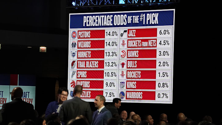 An overall shot of the 2024 NBA Draft Lottery at McCormick Place West. 