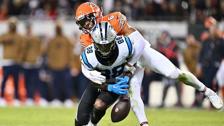 Kyler Gordon rallies to the ball for a pass breakup in last year's 16-13 Bears win over Carolina at Soldier Field. Kyler Gordon rallies to the ball for a pass breakup in last year's 16-13 Bears win over Carolina at Soldier Field.