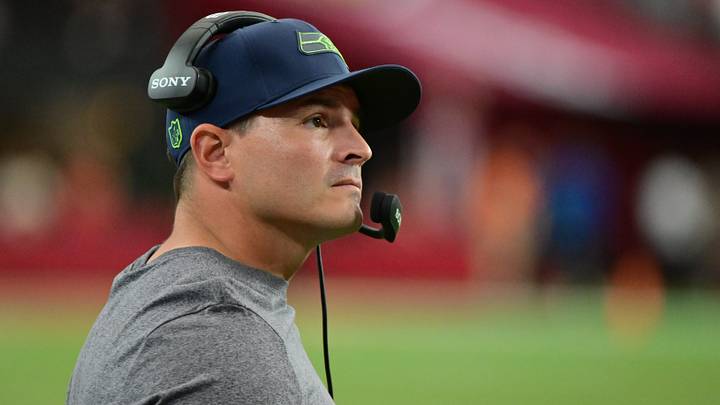 Seattle Seahawks head coach Mike Macdonald looks on in the fourth quarter against the Arizona Cardinals at State Farm Stadium. Seattle Seahawks head coach Mike Macdonald looks on in the fourth quarter against the Arizona Cardinals at State Farm Stadium.
