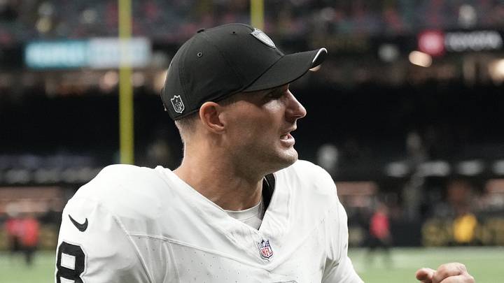 Sep 27, 2026; New Orleans, Louisiana, USA;  Las Vegas Raiders quarterback Kirk Cousins (8) looks on after defeating against the New Orleans Saintsat Caesars Superdome.  Mandatory Credit: Matthew Hinton-Imagn Images