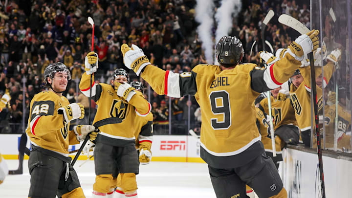 Jack Eichel celebrates his overtime game-winning goal