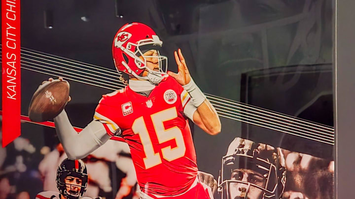 Patrick Mahomes and his three Super Bowl wins are recognized in the field clubhouse of Texas Tech's new Womble Football Center as seen on Thursday, March 6, 2025.