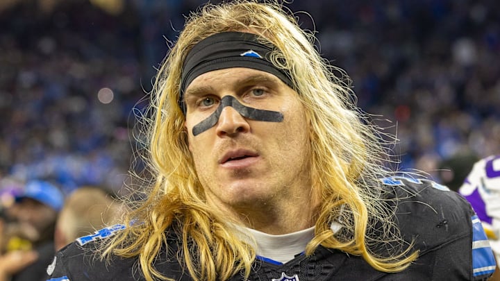 Detroit Lions linebacker Alex Anzalone (34) after the game against the Minnesota Vikings at Ford Field