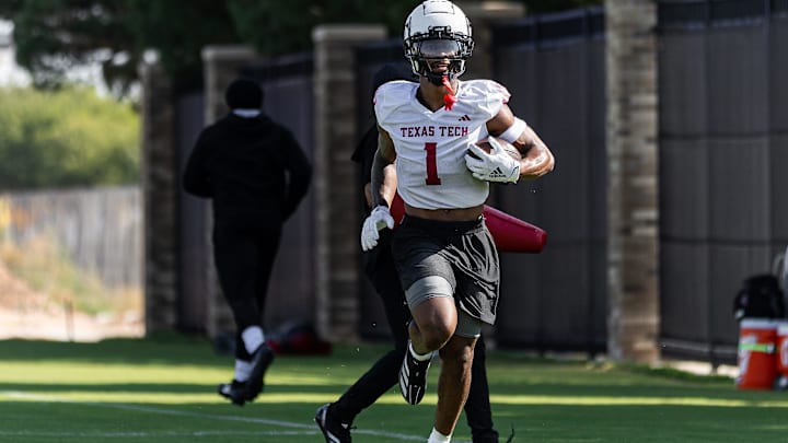 Texas Tech’s Micah Hudson practices for the fall season, Wednesday, July 31, 2024 at the Sports Performance Center.